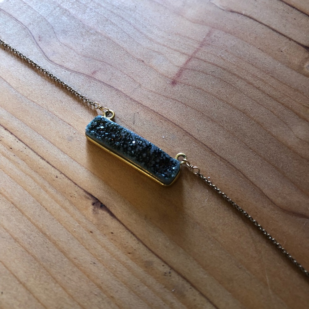 Gold plated brown purple geode necklace